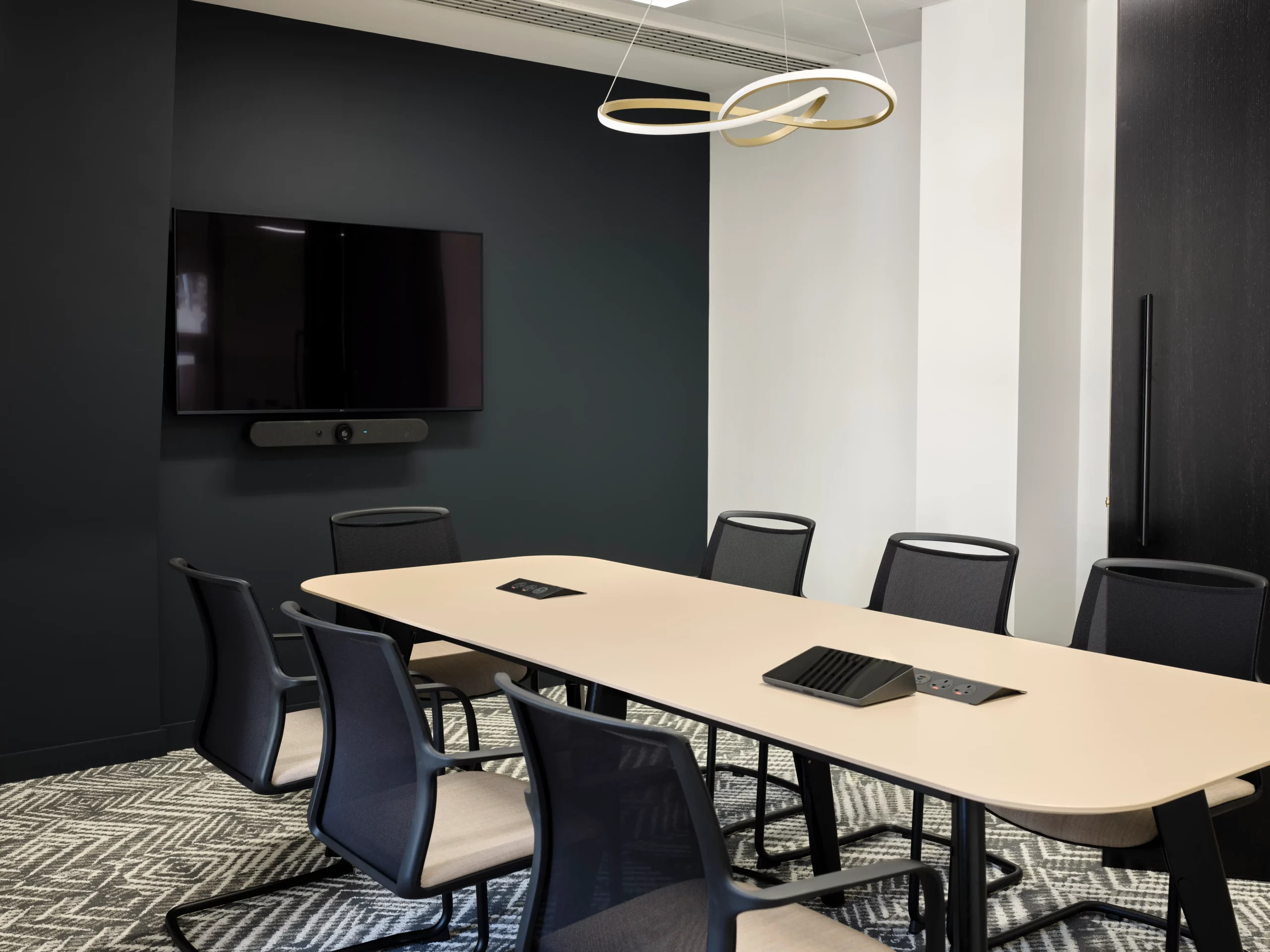 Corporate office meeting room technology video conferencing microsoft Teams room installation with Logitech hardware