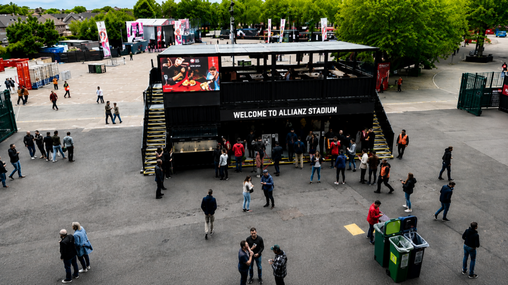 High-performance LED display with integrated audio visual technology installed by Runtech for stadiums, sports venues and large-scale entertainment environments.