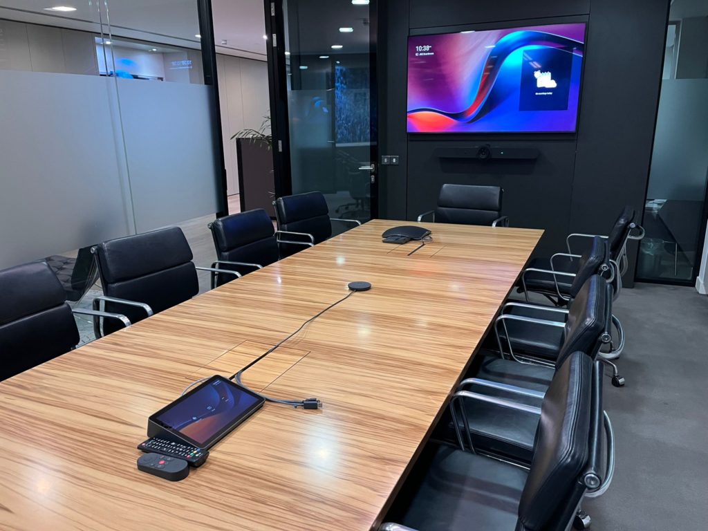 Expert audio visual equipment uk supplier. AV meeting room, Large Microsoft Teams Room Boardroom