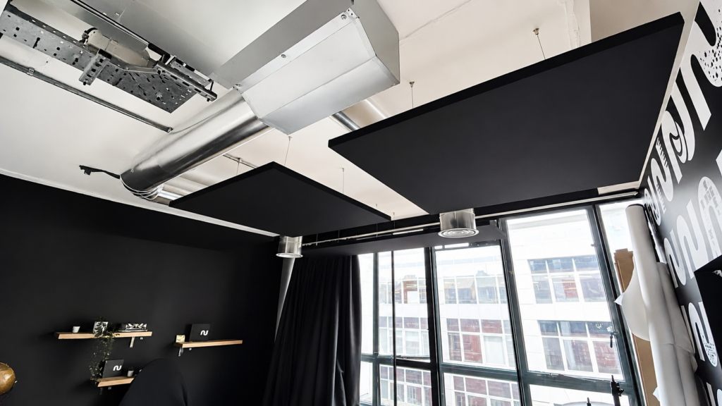 Acoustic treatment solution delivered by AV Integrators in London and EMEA, improving workplace comfort and speech clarity.