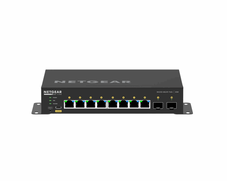 8x1G PoE+ 220W and 2xSFP+ Managed Switch Netgear for big corporate events spaces, AV upgrade, Installed by Runtech